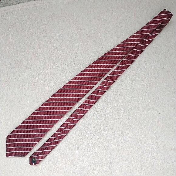 Vtg Serica Necktie Rep Tie Red White Striped Silk Hand Made In Italy 3.75x60" - Picture 4 of 9